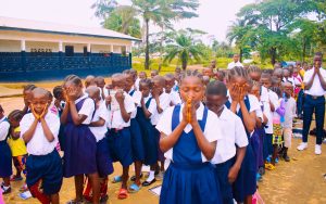 student of Gbellie Public-Nimba County morning devotion